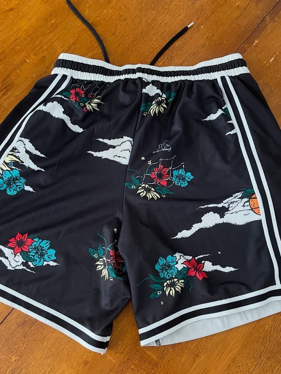 Nike Other - Nike Black Floral Athletic Shorts with White Stripes xl